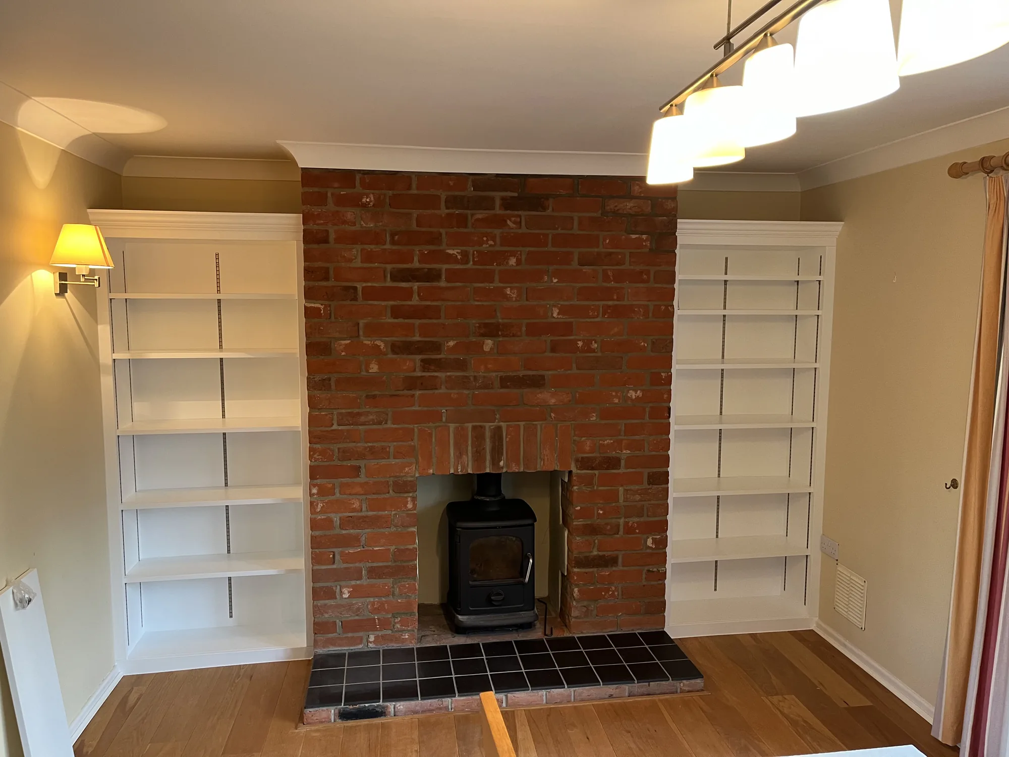 Bespoke fitted vanity unit with drawer bank and shelving